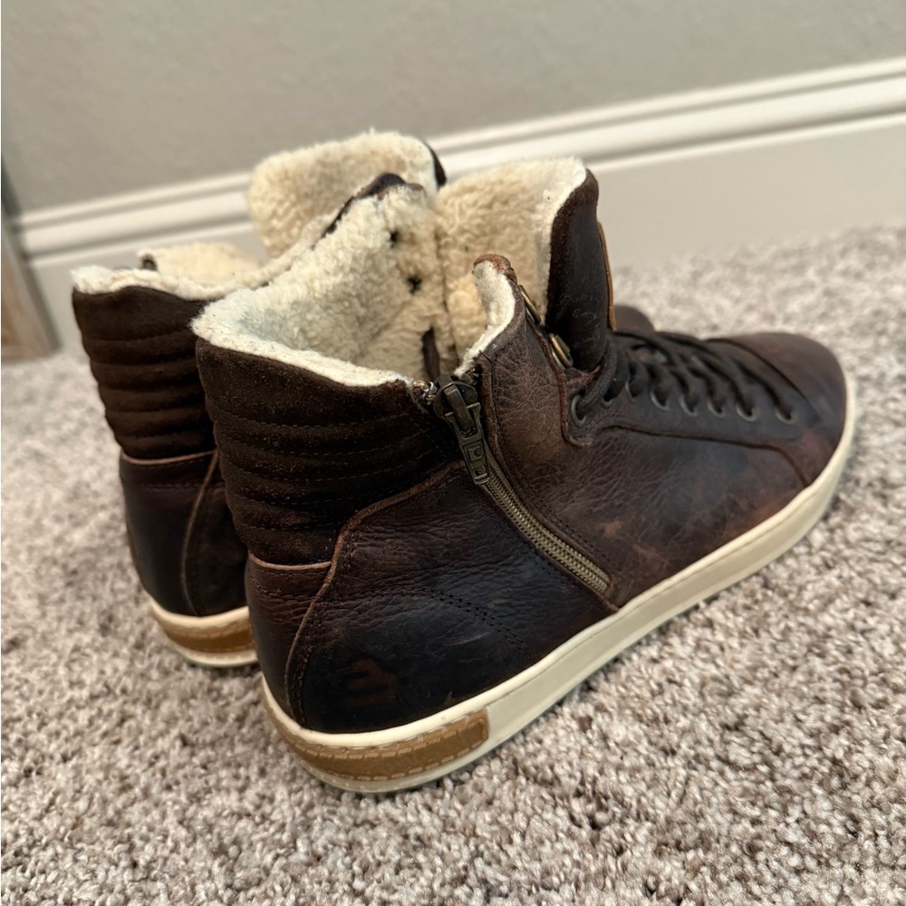 Bull boxer Men's Dark Brown High-Top Sneakers with Shearling Lining
